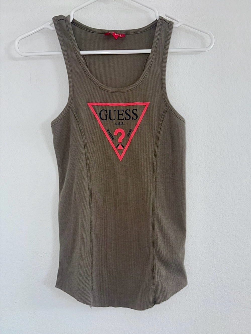 Guess Ribbed Tank Top Olive Women’s Medium